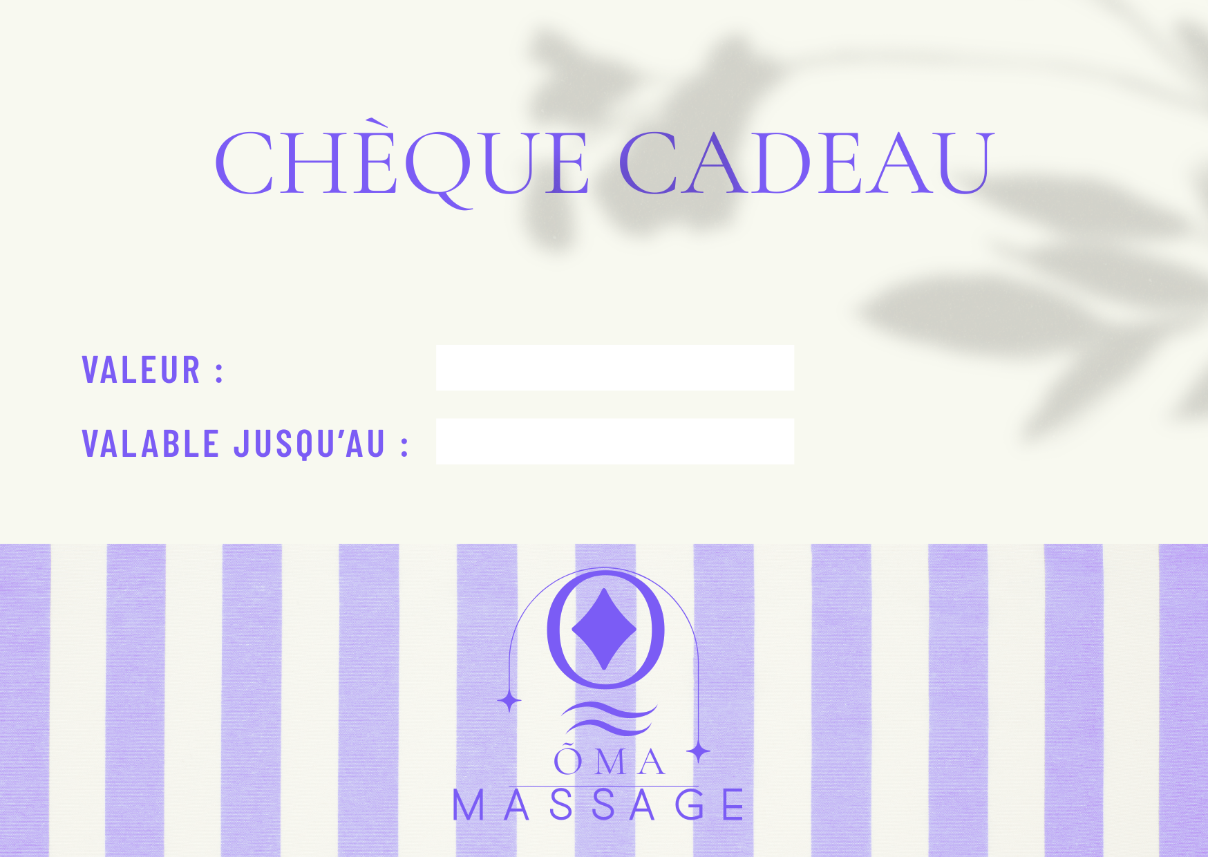 Chèque cadeau ÔMA Massage